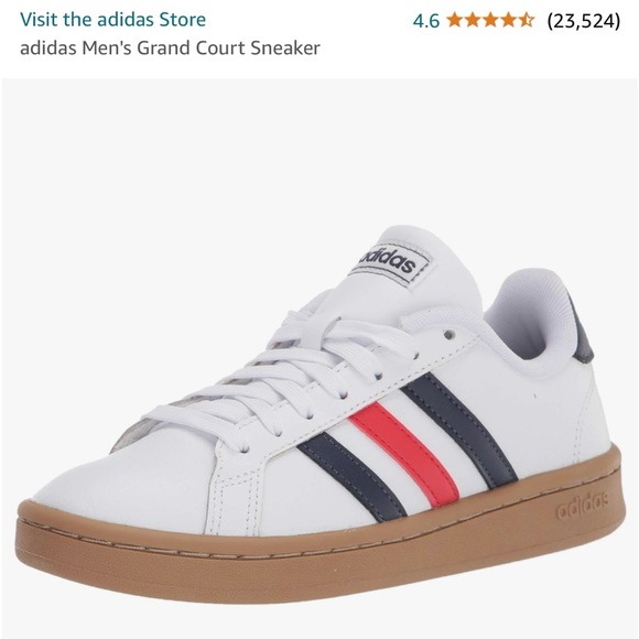 ADIDAS Men’s Grand Court Sneakers - Cloud White/Trace Blue/Active Red Size 10 - Picture 11 of 11